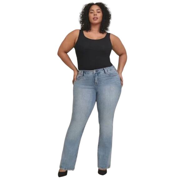 Torrid Womens Jeans Size 28T Blue Wash Slim Boot Mid Rise Straight Leg Western - Picture 1 of 8